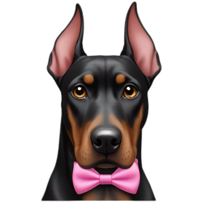 a-white-doberman-with-a-pink-bow-tie-on-the-neck,-a-black-doberman-on-its-left-and-a-brown-doberman-on-its-right emoji
