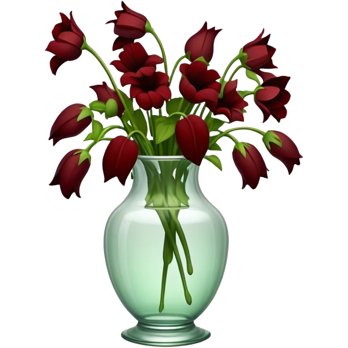 completely wilted flowers all drooping over the edges of a vase, every flower hanging down emoji
