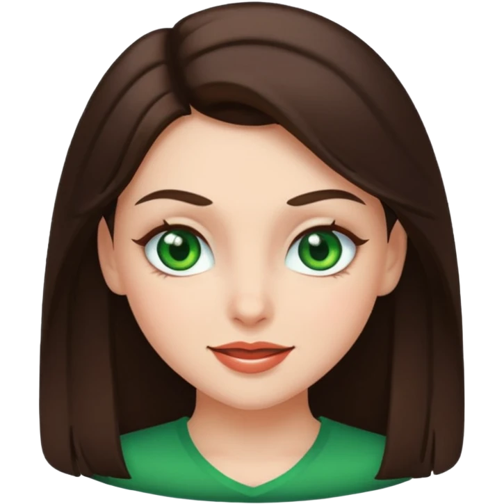 brunette girl with green eyes, winking emoji
