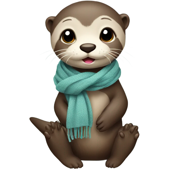 Cute baby otter. Wearing scarf. Full body.  emoji