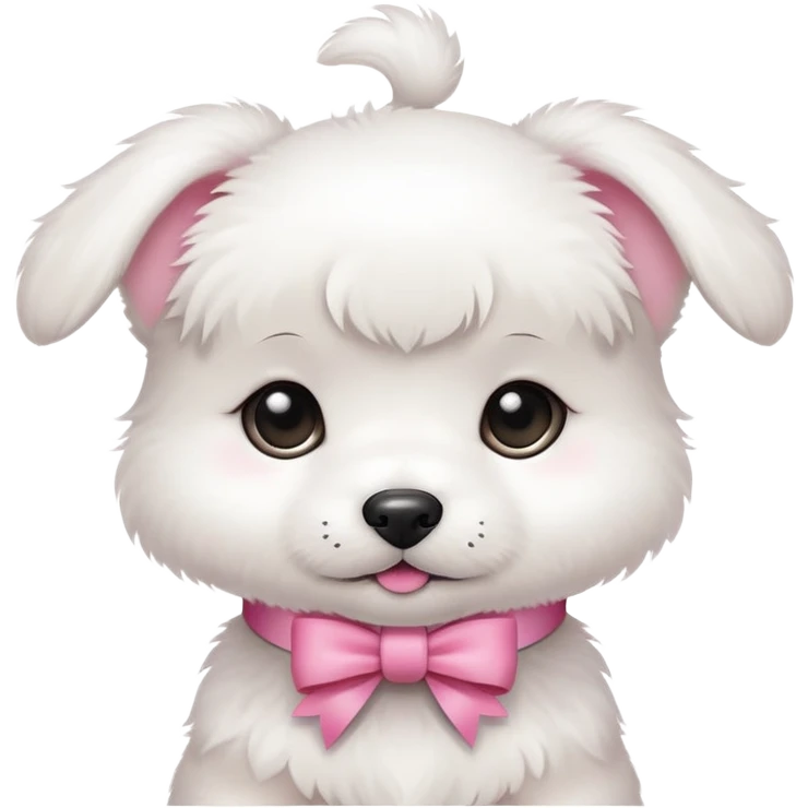 White Puppy with pink bow collar  emoji