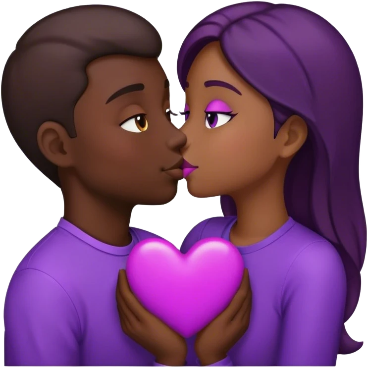 Kissing emoji with Purple Heart emoji