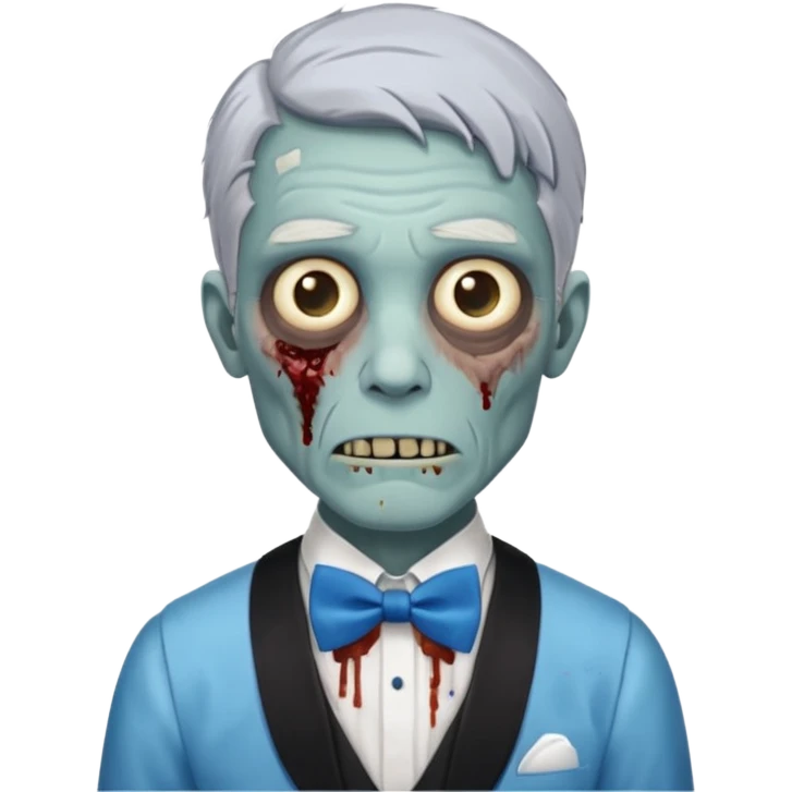 zombie, grey hair waiter with blue bow tie emoji