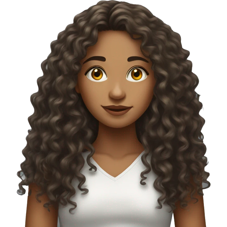 Realistic Brazilian young pretty women with a long curly hair  emoji