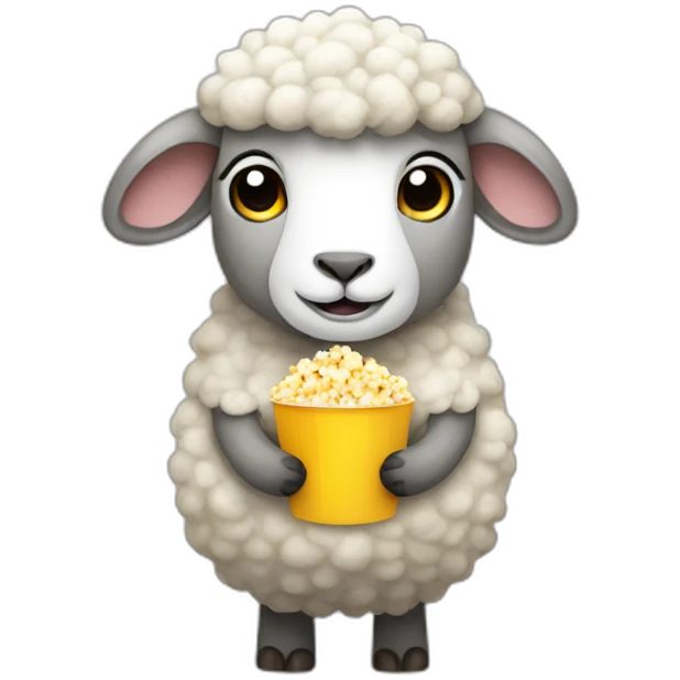 Sheep holding popcorn emoji