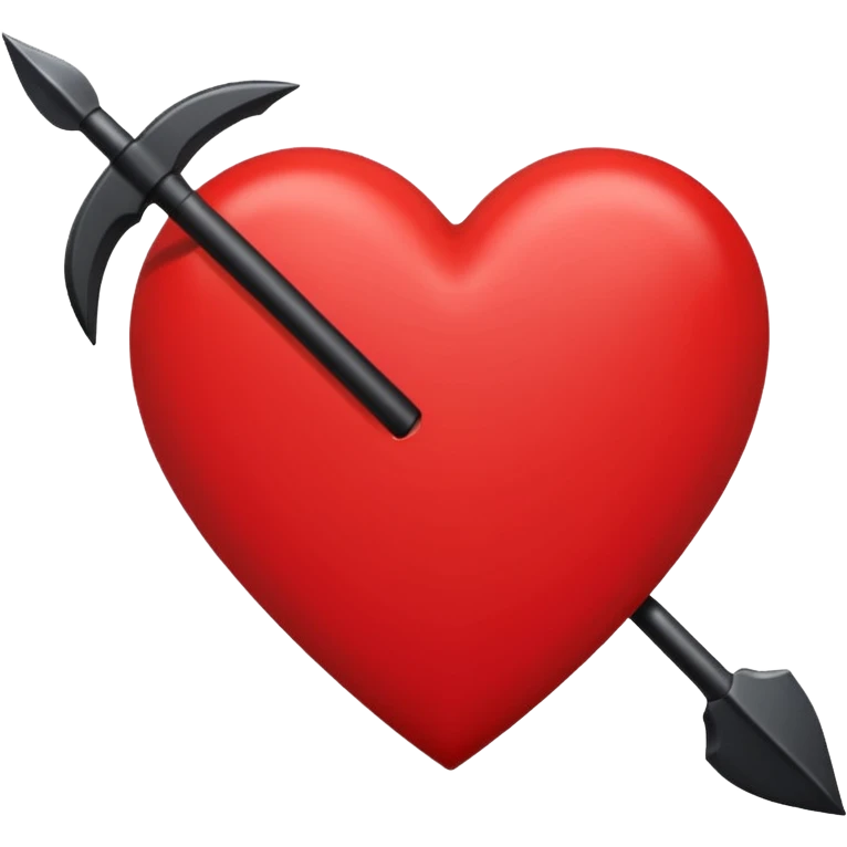Corazón negro con una flecha,q sea todo negro el corazón y la fecha color roja nada más. emoji