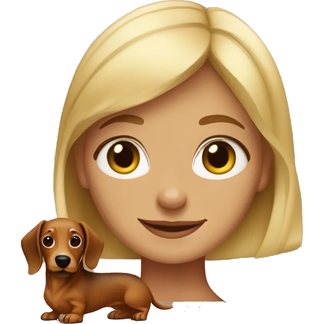 a blonde girl with brown dachshund emoji