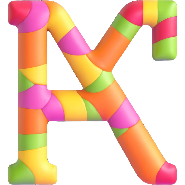 candy letter A, striped pattern, bright colors, fun and cheerful emoji