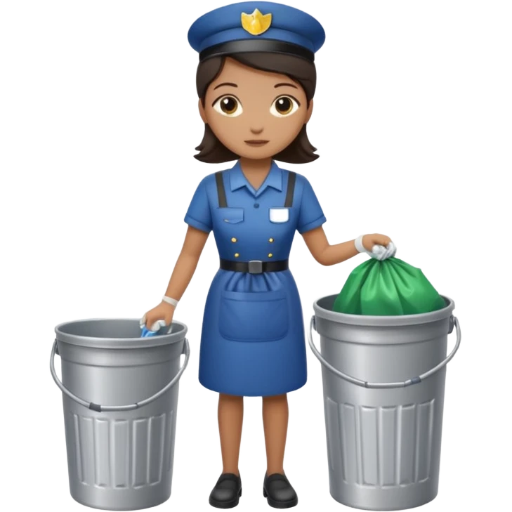 full side body , housekeeper put the trash in can emoji