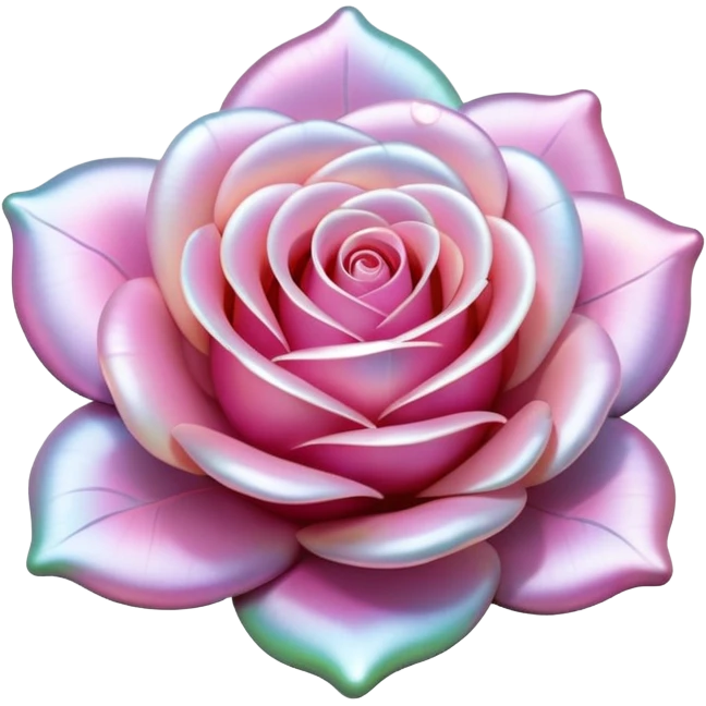 Isolated, die-cut sticker, opalescent pearlescent rose, 3D render emoji