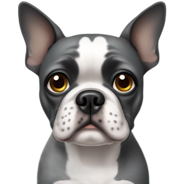 Gray Boston terrier looking sad emoji