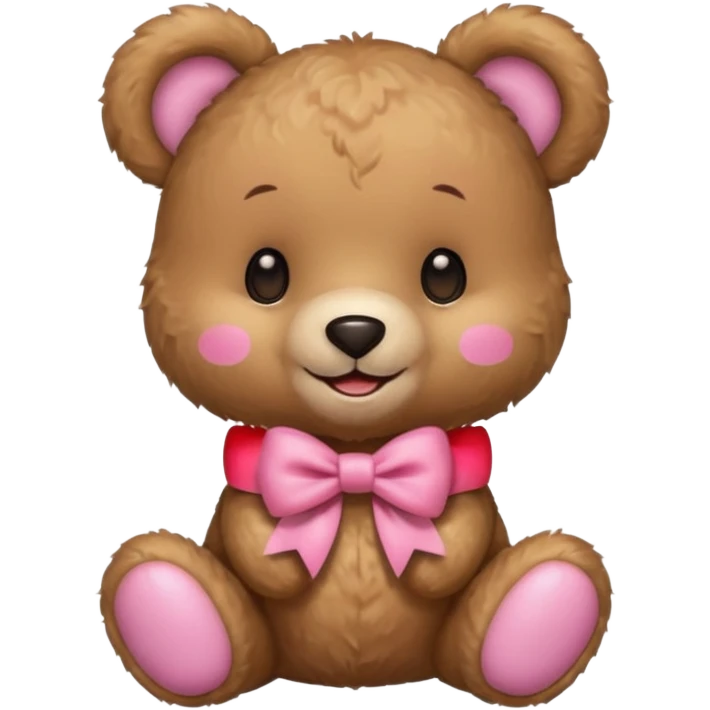 Cute teddy bear with a pink bow. emoji