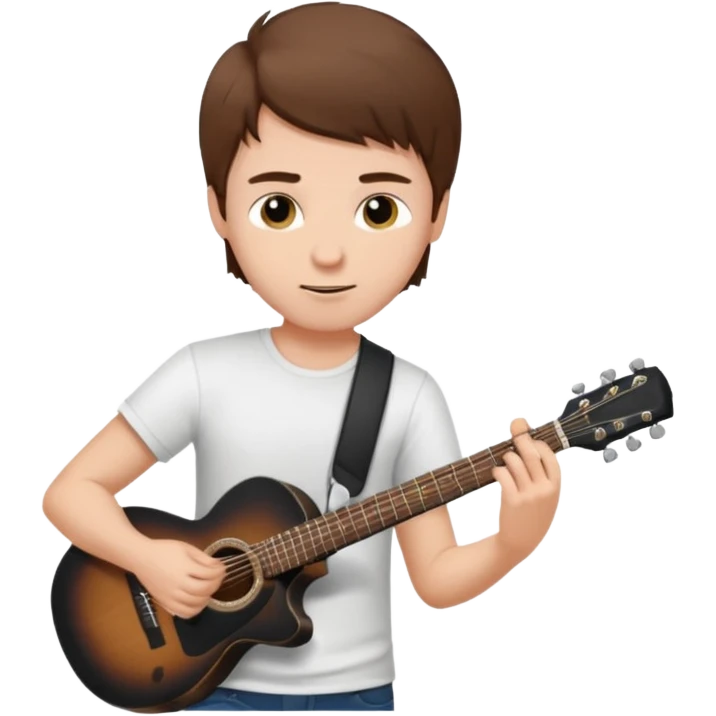 white Guy with brown hair playing a black coloured guitar emoji