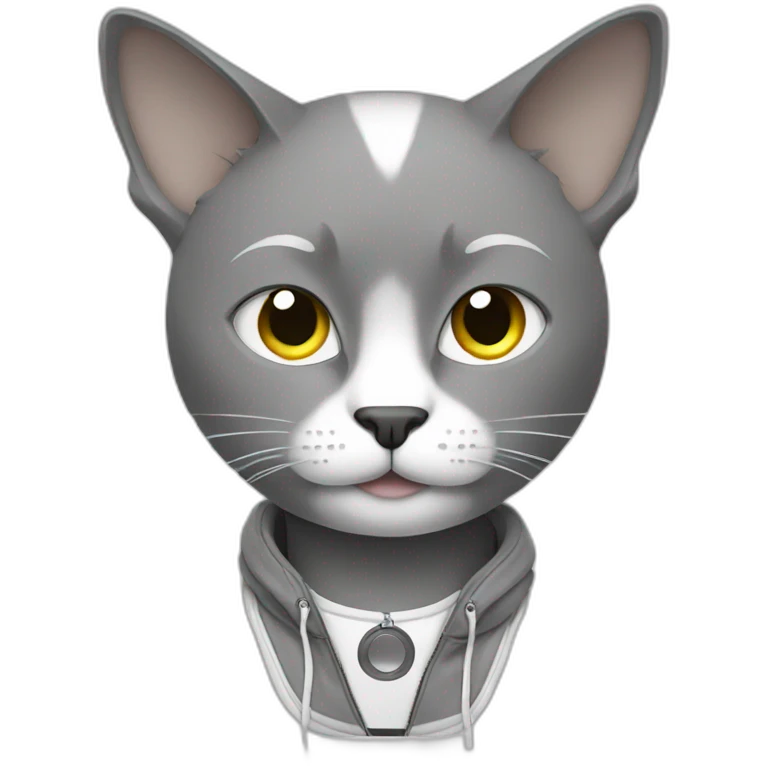 Dj cat grey and white emoji