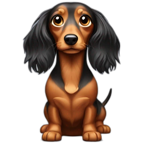 long hair doxie emoji