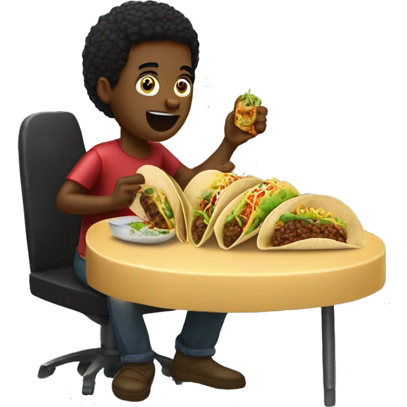 Rizada de tez negra comiendo tacos emoji