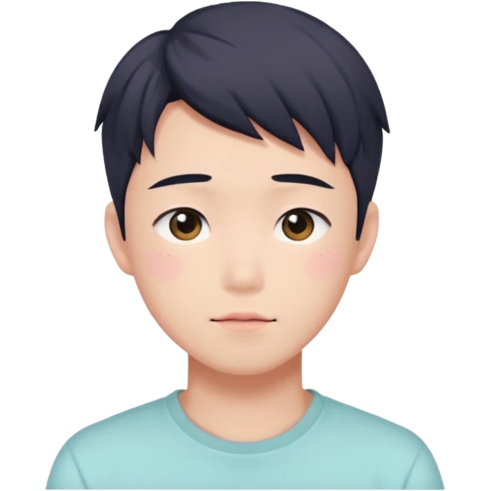 Gorgeous bright sparkly romantic Asian anime pastel guy with blushing face aesthetic trending style outside emoji