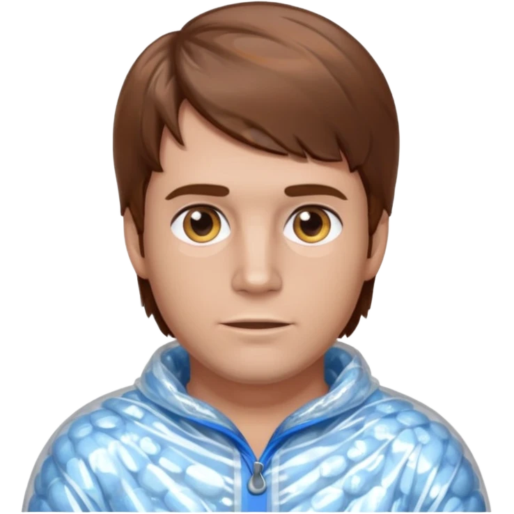 Brown haired man wrapped in bubble wrap emoji