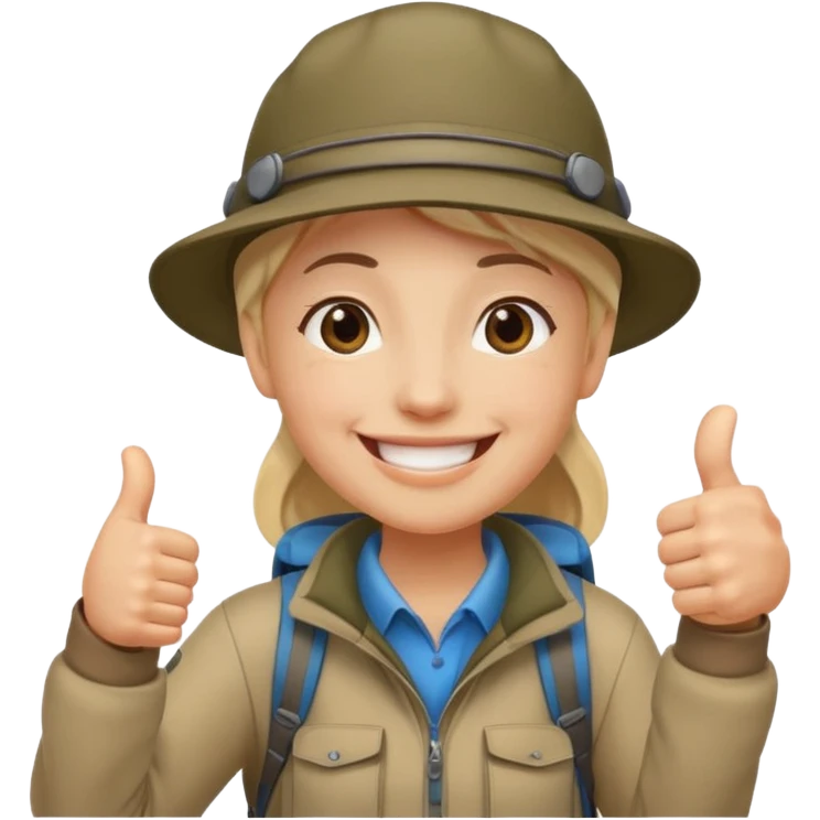 person with thumb up and hiking hat emoji