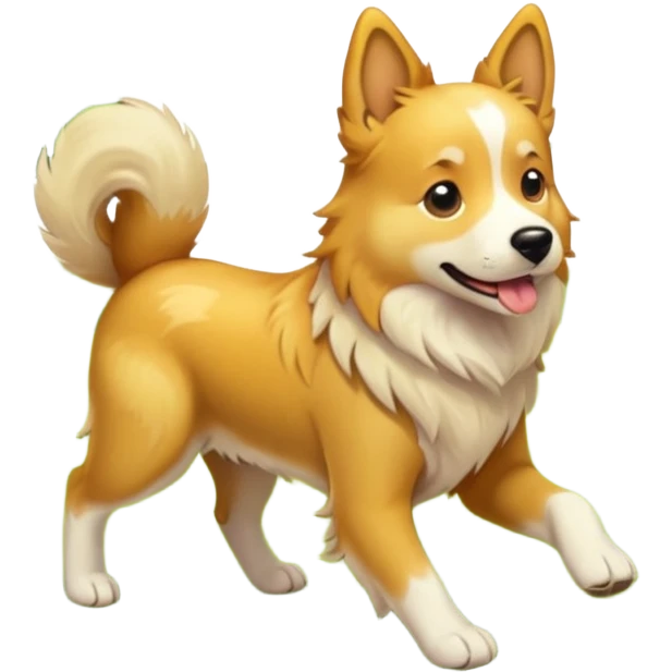 a dog is walking in a clearing emoji