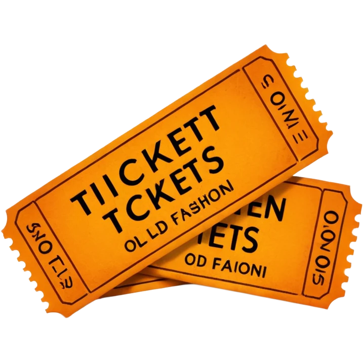 Two orange old fashion movie tickets emoji