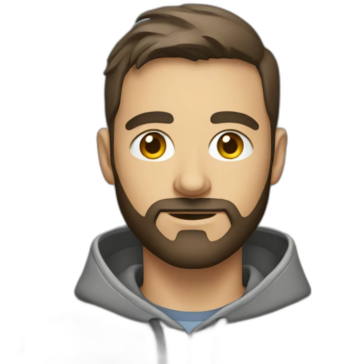 Project manager in a gray hoodie and with a short beard emoji
