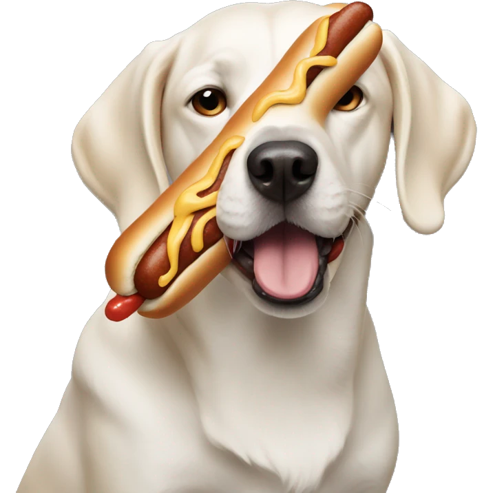 Dog eating hotdog emoji
