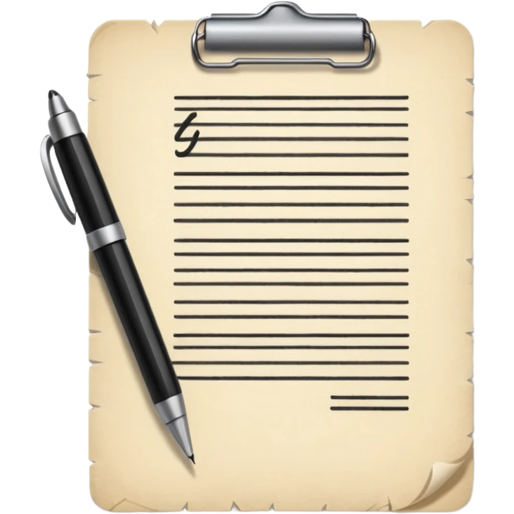 a paper manuscript that is a screenplay with a ballpoint pen emoji