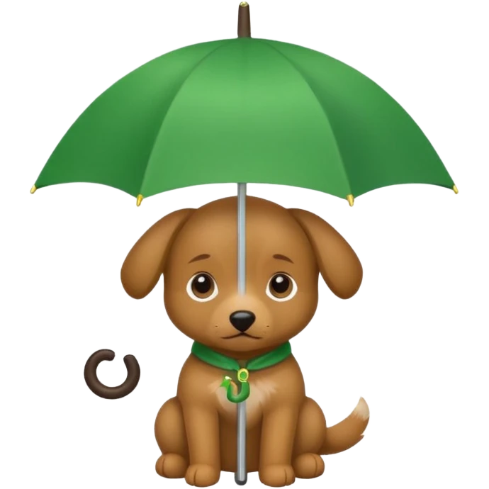 baby dog hold small green umbrella emoji