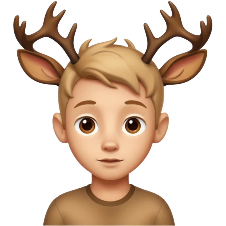 gentle expression, small antlers, bambi boy hybrid, ios emoji style emoji