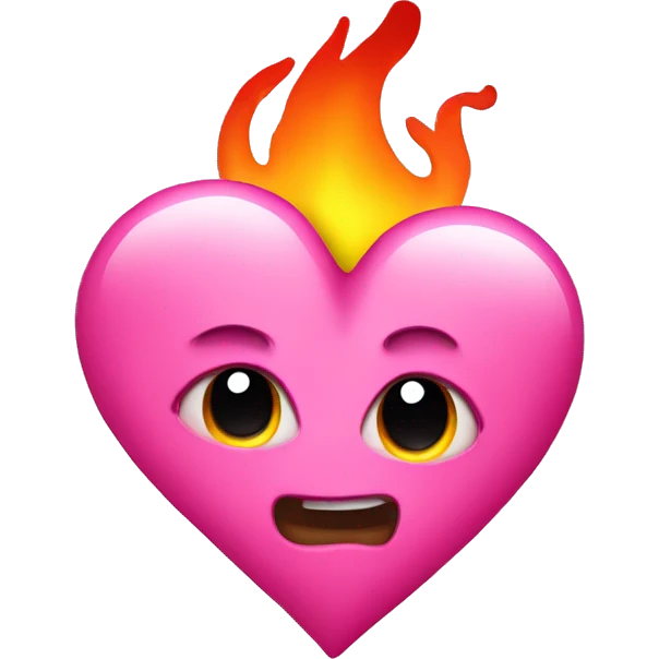 Pink heart with flames emoji