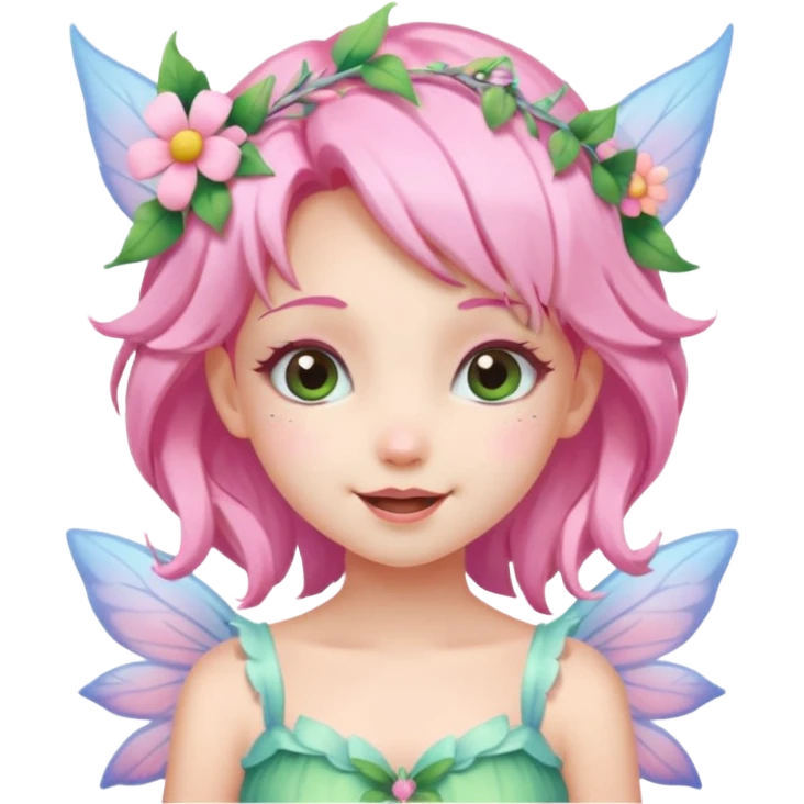 cute pastel fairy girl flower head decoration wink emoji