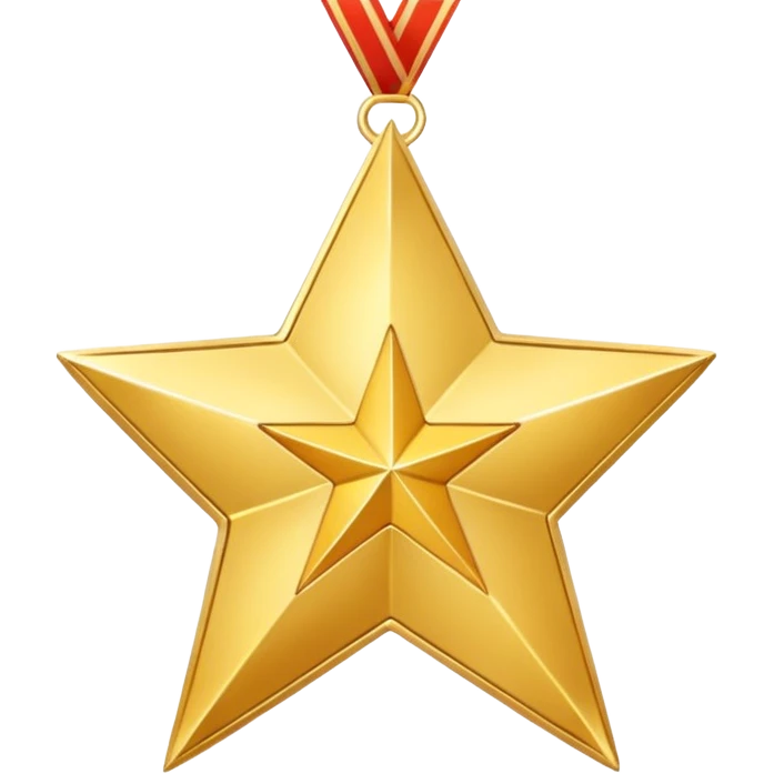 A golden medal in the shape of a SHARPEN star, with a loop for attaching a ribbon or necklace, but without any ribbon or string emoji