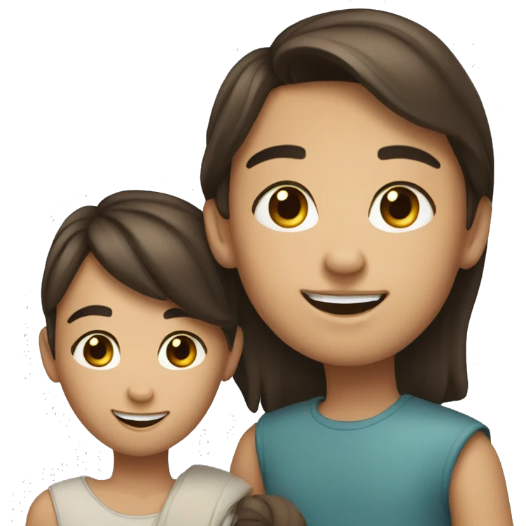 Brunette girl and boy smiling emoji