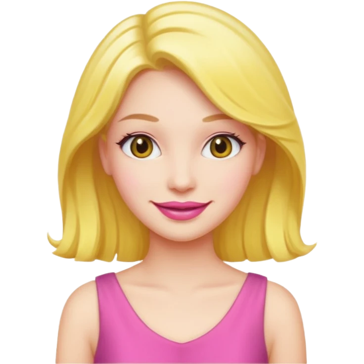 woman Pink lips, deifferent hair, yellow dress. emoji