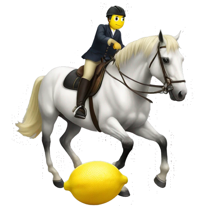 a horse riding a one big lemon emoji