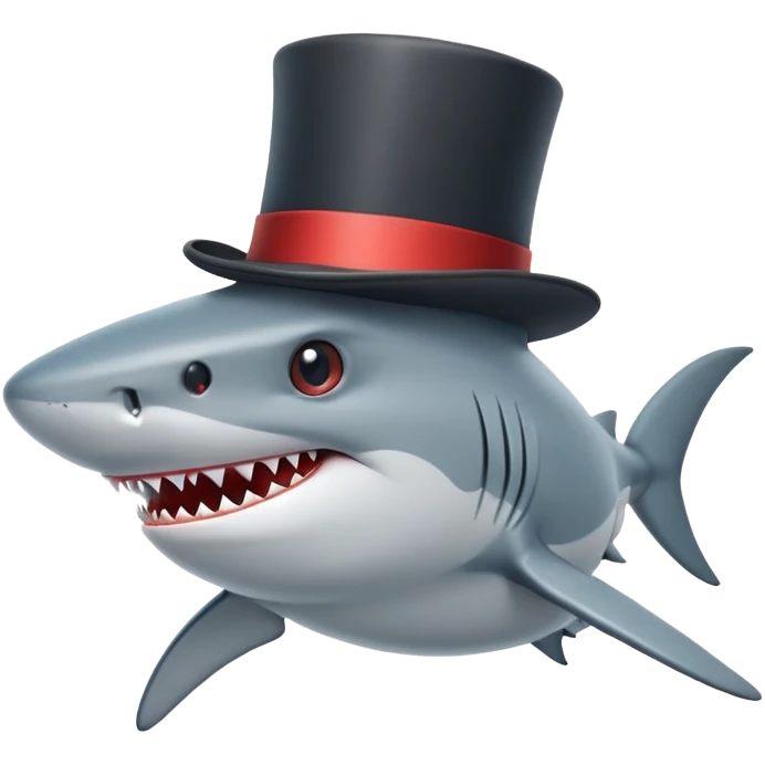 Shark with a top hat emoji