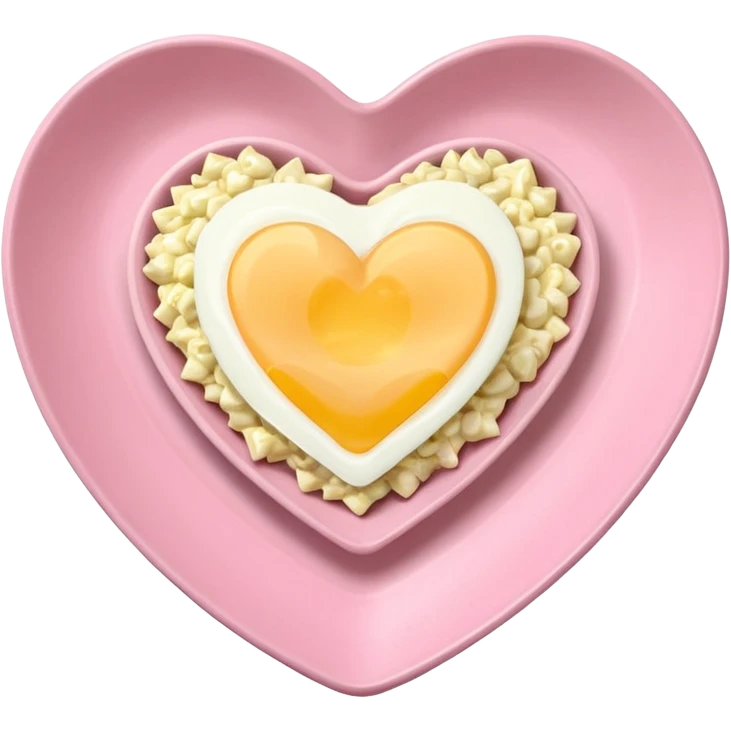 egg salad in a light pink heart shaped plate emoji