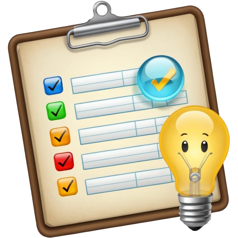 light bulb with a checklist emoji