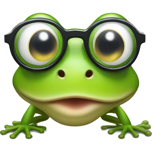 Frog with glasses with long tongue out emoji