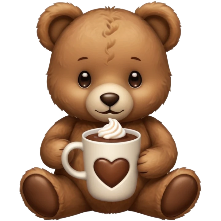Teddy bear holding cup of hot chocolate  emoji