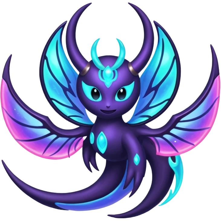 Shiny iridescent glowing dark neon Lunala-Dhelmise-fusion emoji
