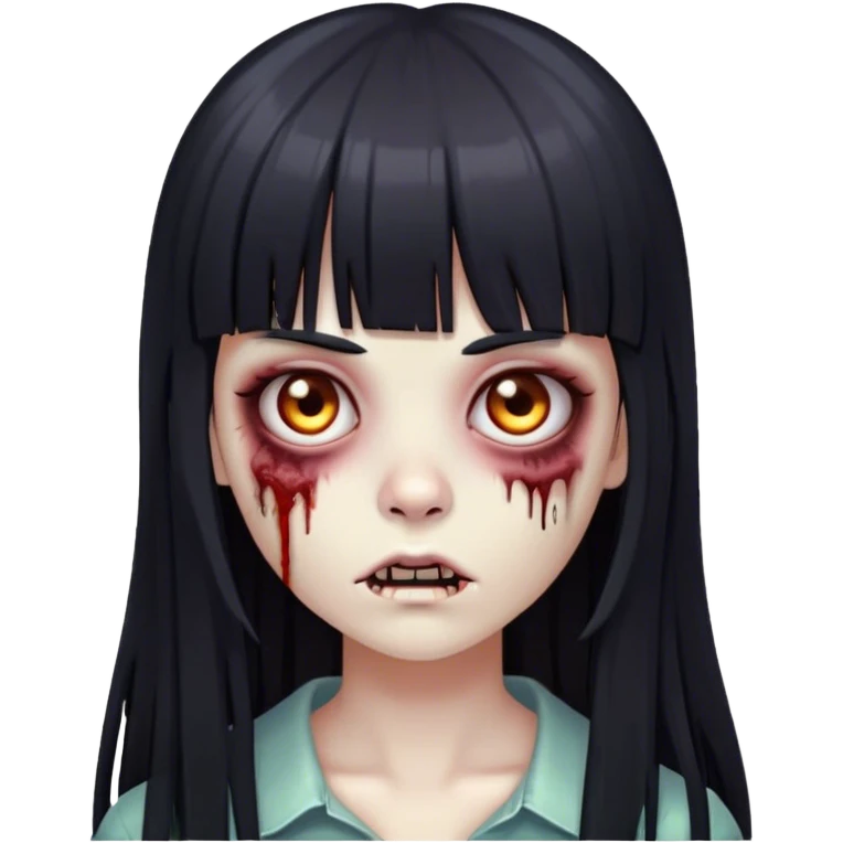 zumbie girl with black long straight hair with bangs  emoji