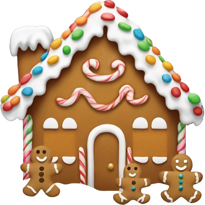 Gingerbread house and gingerbread men  emoji