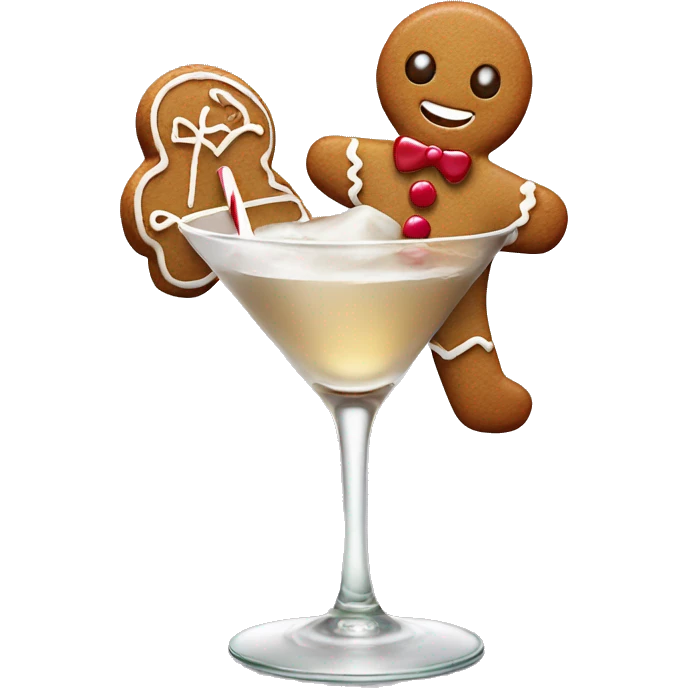Tiny Gingerbread man in a gingerbread martini emoji