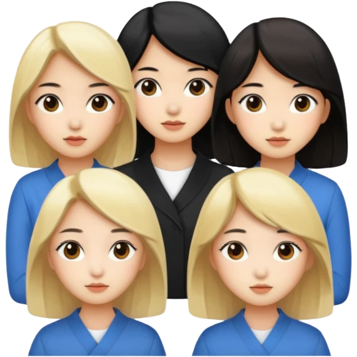 4 korean girls, hair colors: 1 blonde, 2 black, 1 brown emoji