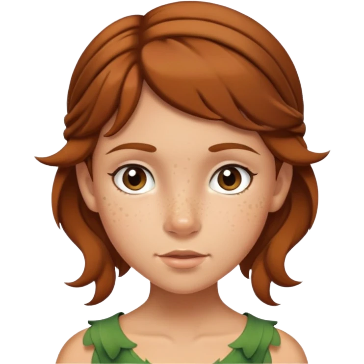 Peter Pan as a girl with brow hair and freckles emoji