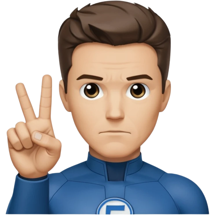 Reed Richard’s from the Fantastic 4 holding up 4 fingers thumb down out in front of himself with only one hand emoji