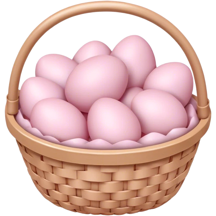 White basket with light pink Easter eggs emoji