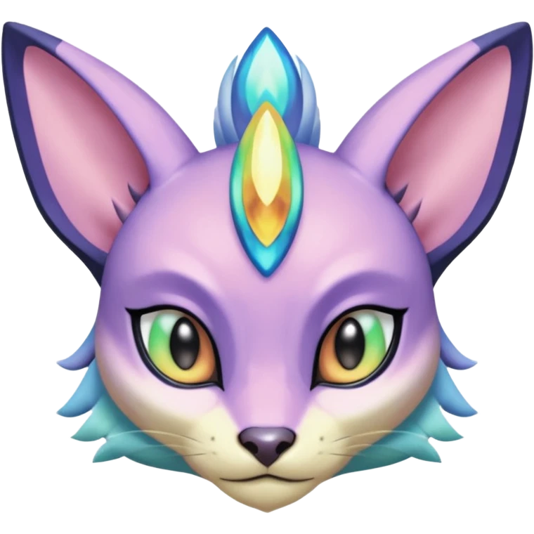 Colorful soft vibrant pastel shiny gradiented Meloetta-Spyro-Sphynx-Lykoi-Sergal-Renamon-Wargreymon-Pokémon-Digimon-Fakémon-fusion-hybrid-creature emoji